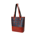 Zennaro's Artisan Leather Tote Bag Handcrafted Brown & Indigo Pattern - Image 2