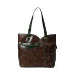 Zennaro's Brown & Green Accent Leather Tote Bag