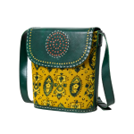 Zennaro's Handcrafted Green & Mustard Leather Sling Bag Ethnic Pattern Crossbody - Image 2
