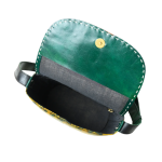 Zennaro's Handcrafted Green & Mustard Leather Sling Bag Ethnic Pattern Crossbody - Image 3