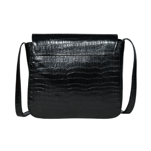 3-5.png Zennaro's Black Croc-Embossed Leather Shoulder Bag - Image 1